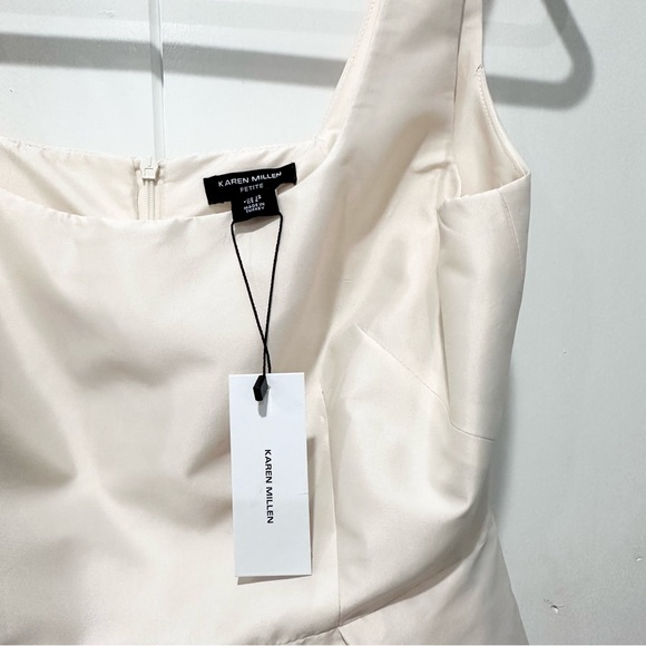 Karen Millen Lydia Millen Petite Taffeta Full Skirt Tailored Midi Dress Cream 6P - Picture 8 of 10